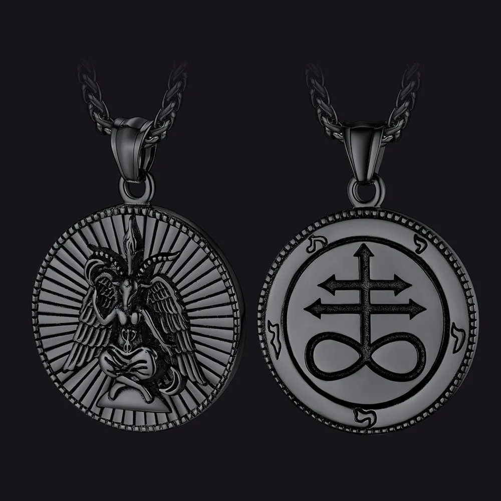 Baphomet Satanic Goat Leviathan Cross Necklace for Men