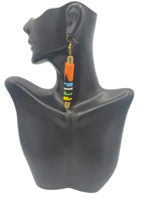 Beaded Earrings, Orange