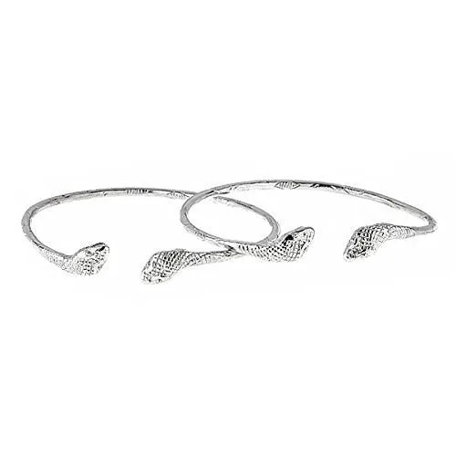 Better Jewelry Snake Ends .925 Sterling Silver West Indian Bangles, 28.5 grams, 1 pair