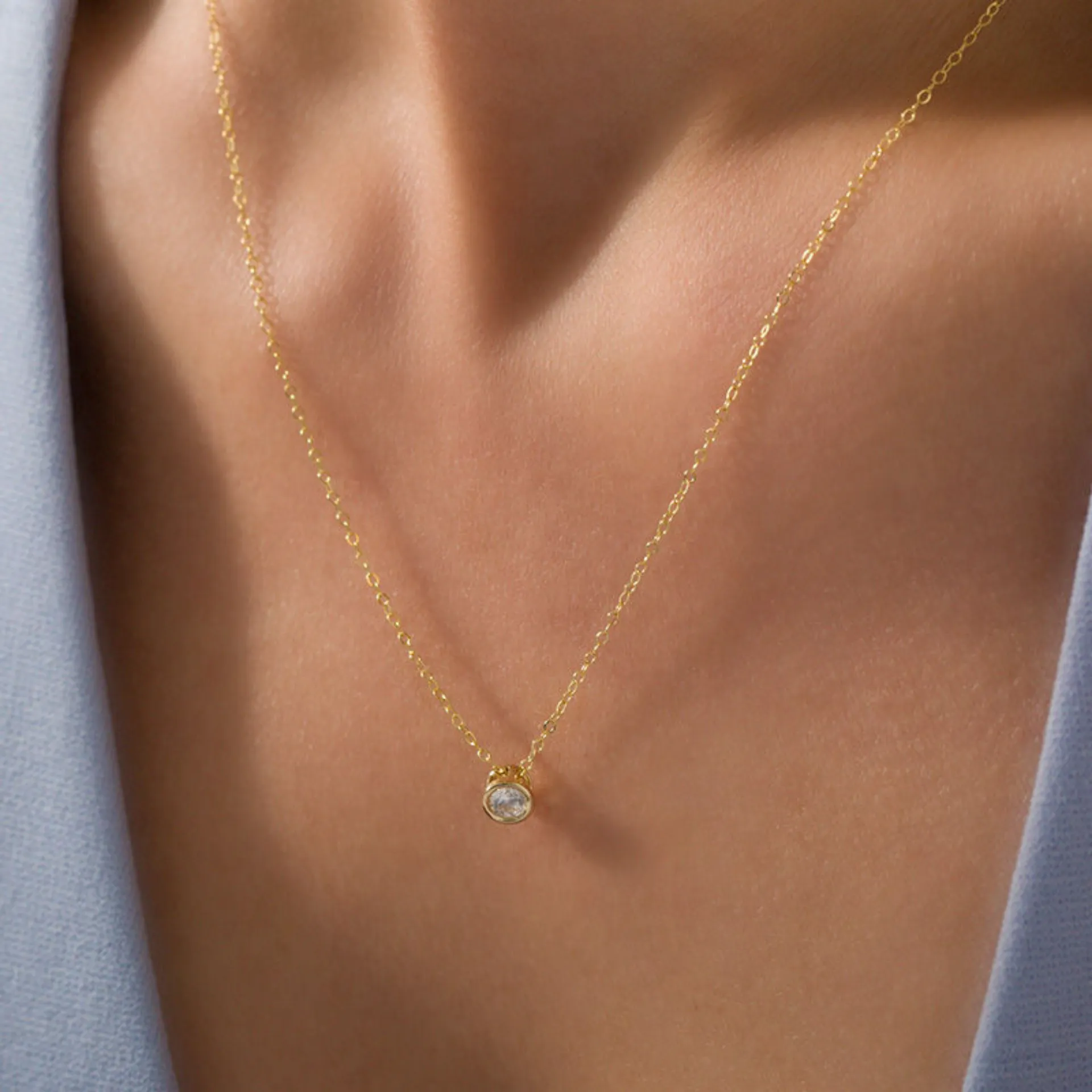 Bezel Set Diamond Necklace