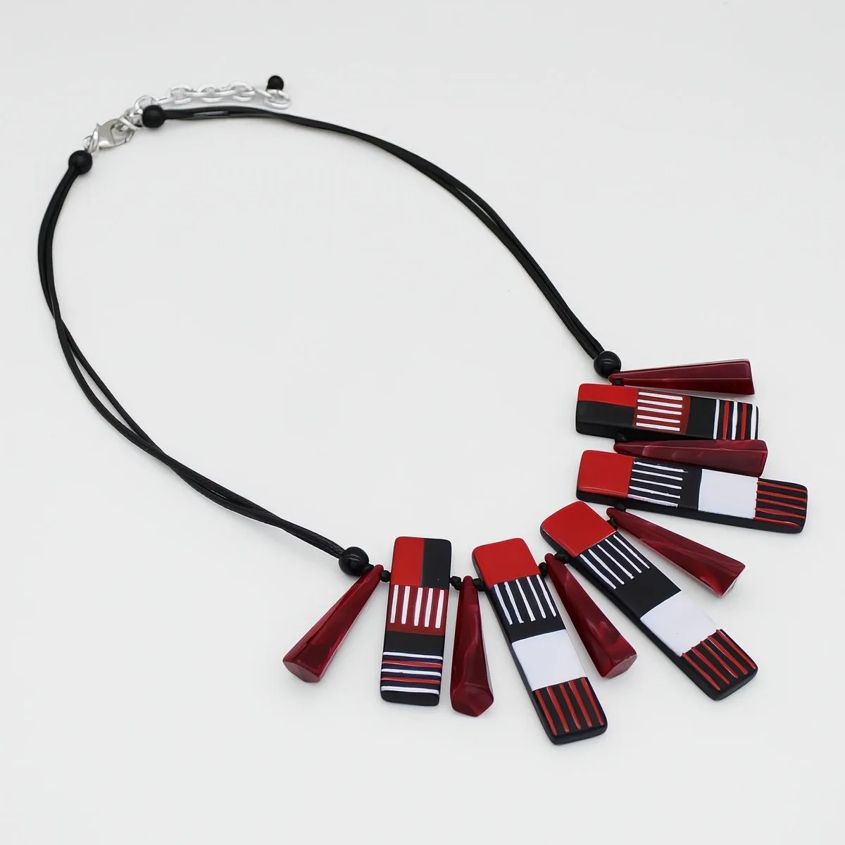 Black and Red Cascade Charm Necklace