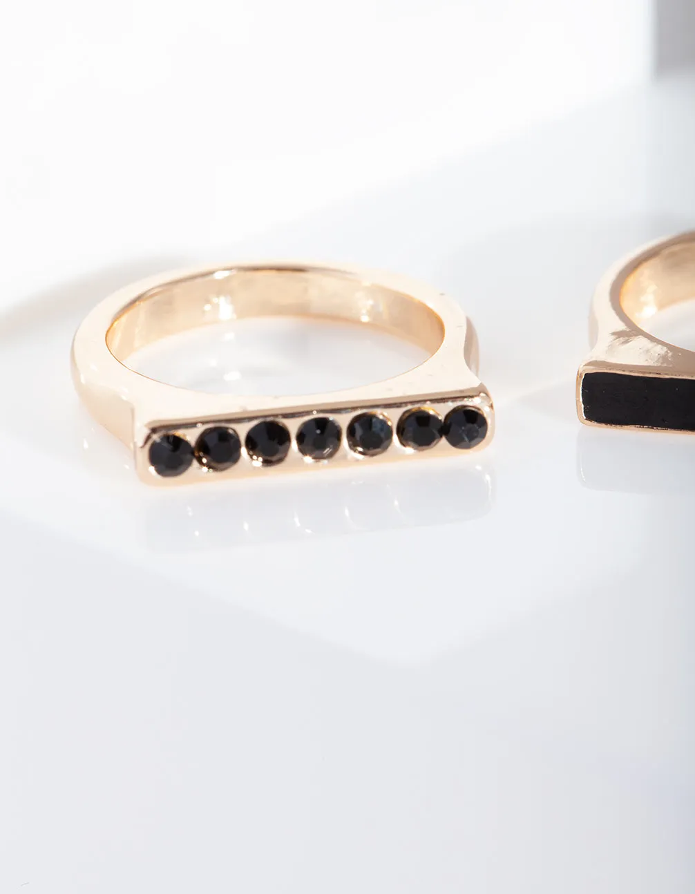 Black Enamel Gold Rings Pack