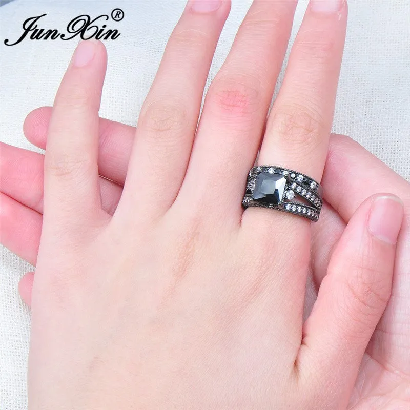 Black Zircon Ring Sets Gothic  Wedding Rings For women