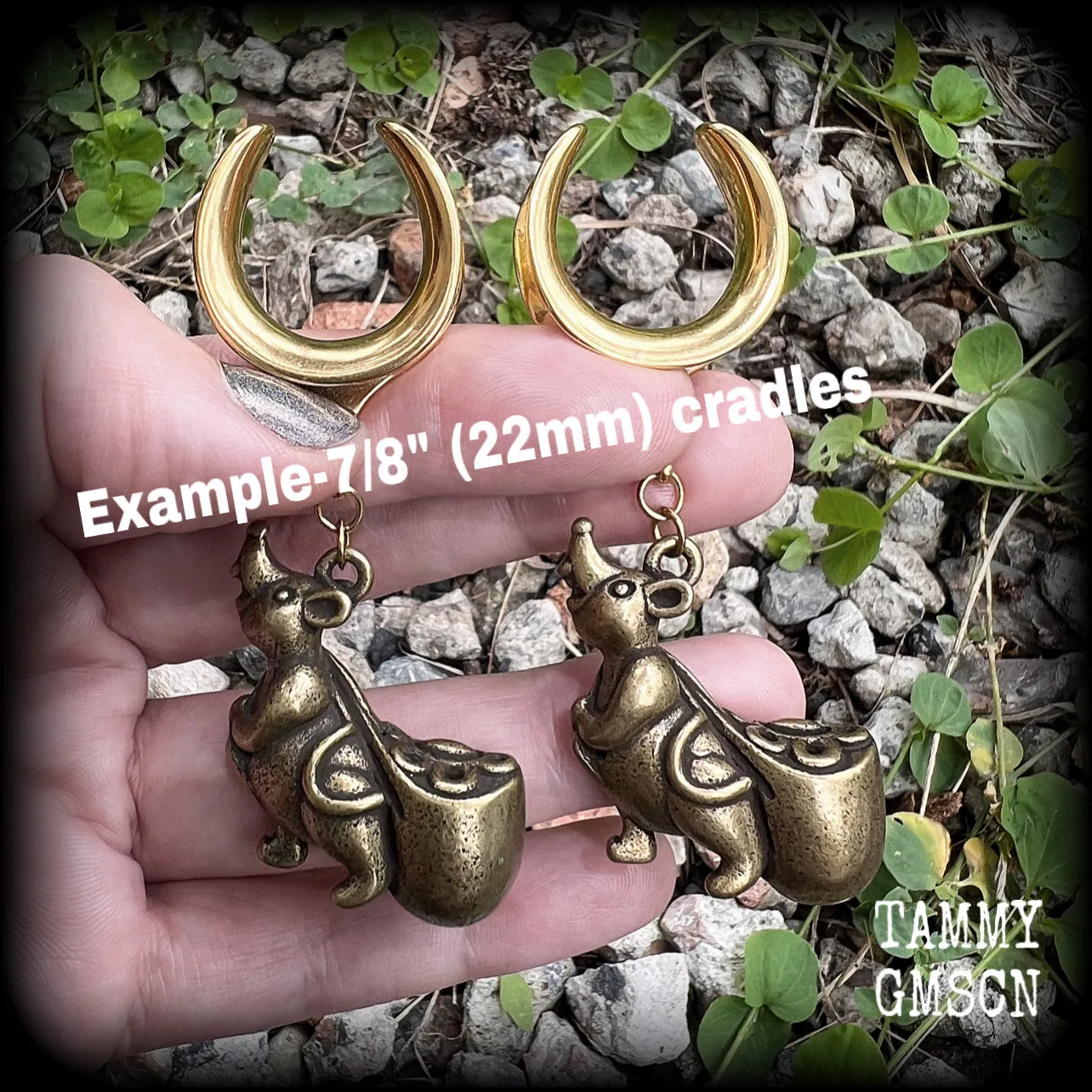 Brass money rat ear weights-Unique gauged earrings