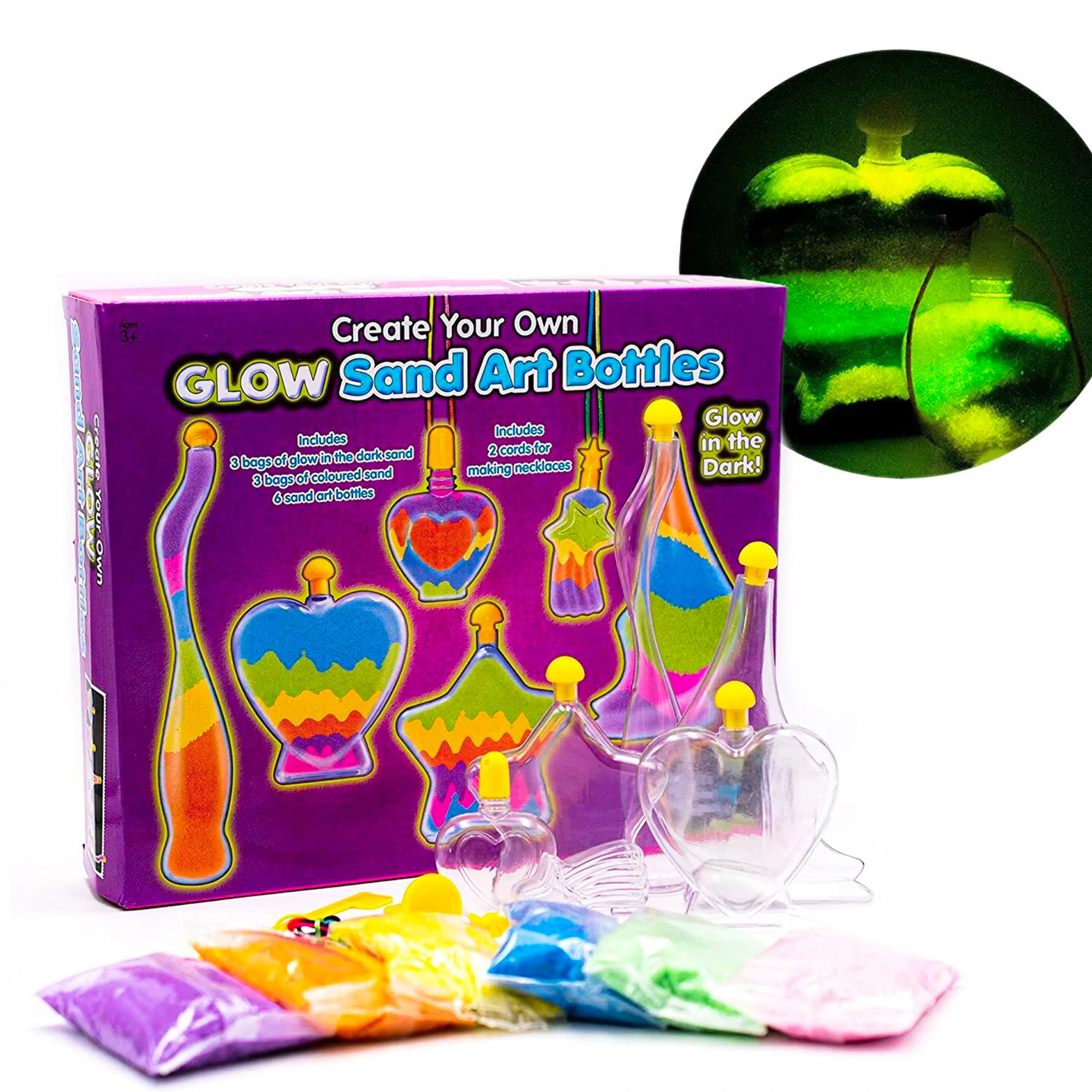 Childrens Glow in the Dark Bottle Sand Activity Kit