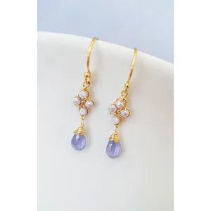 Clover Earrings 4715 with Lavender Moonstones and Tanzanite Drops by Michelle Pressler Jewelry