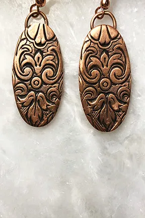 Copper Earrings Patterned