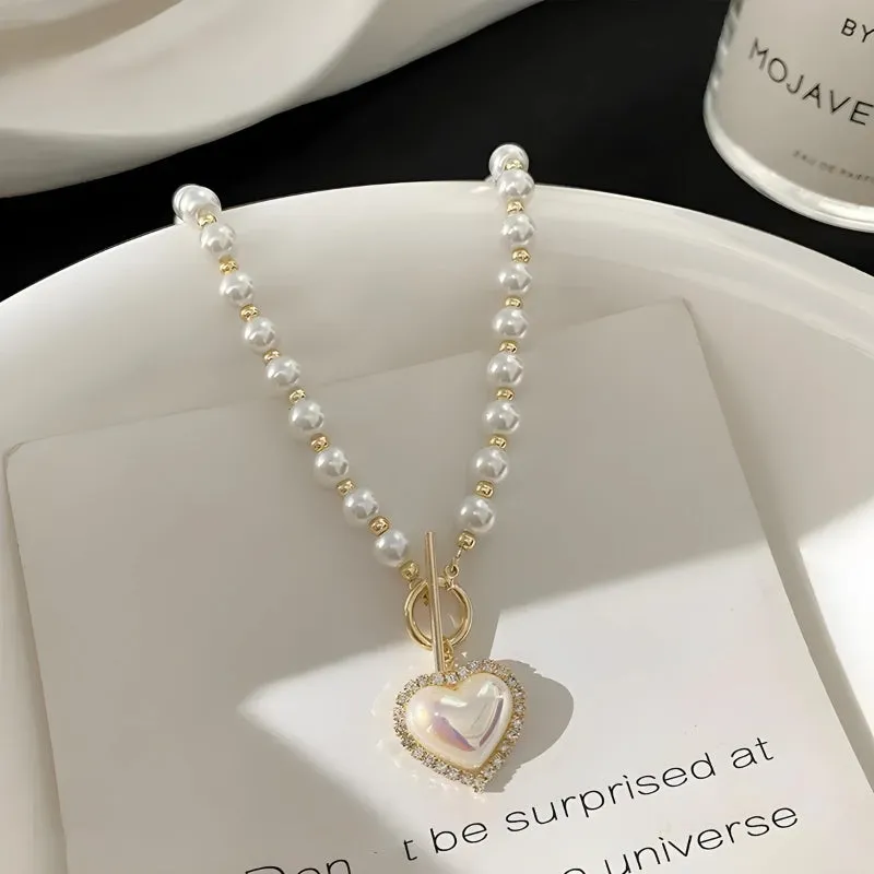 Coquette Heart Pearl Necklace