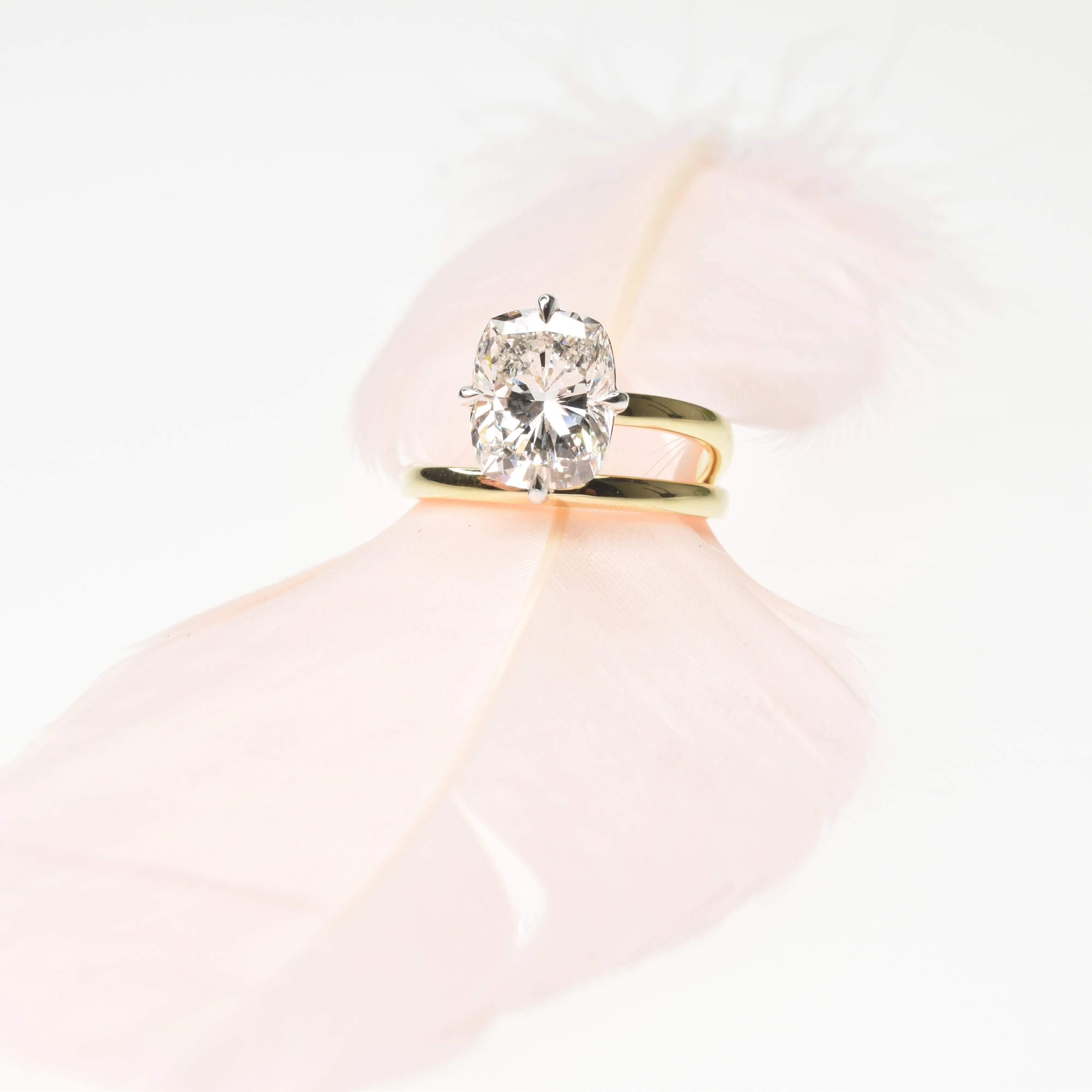 Cushion Cut Diamond Ring with a Gold Band