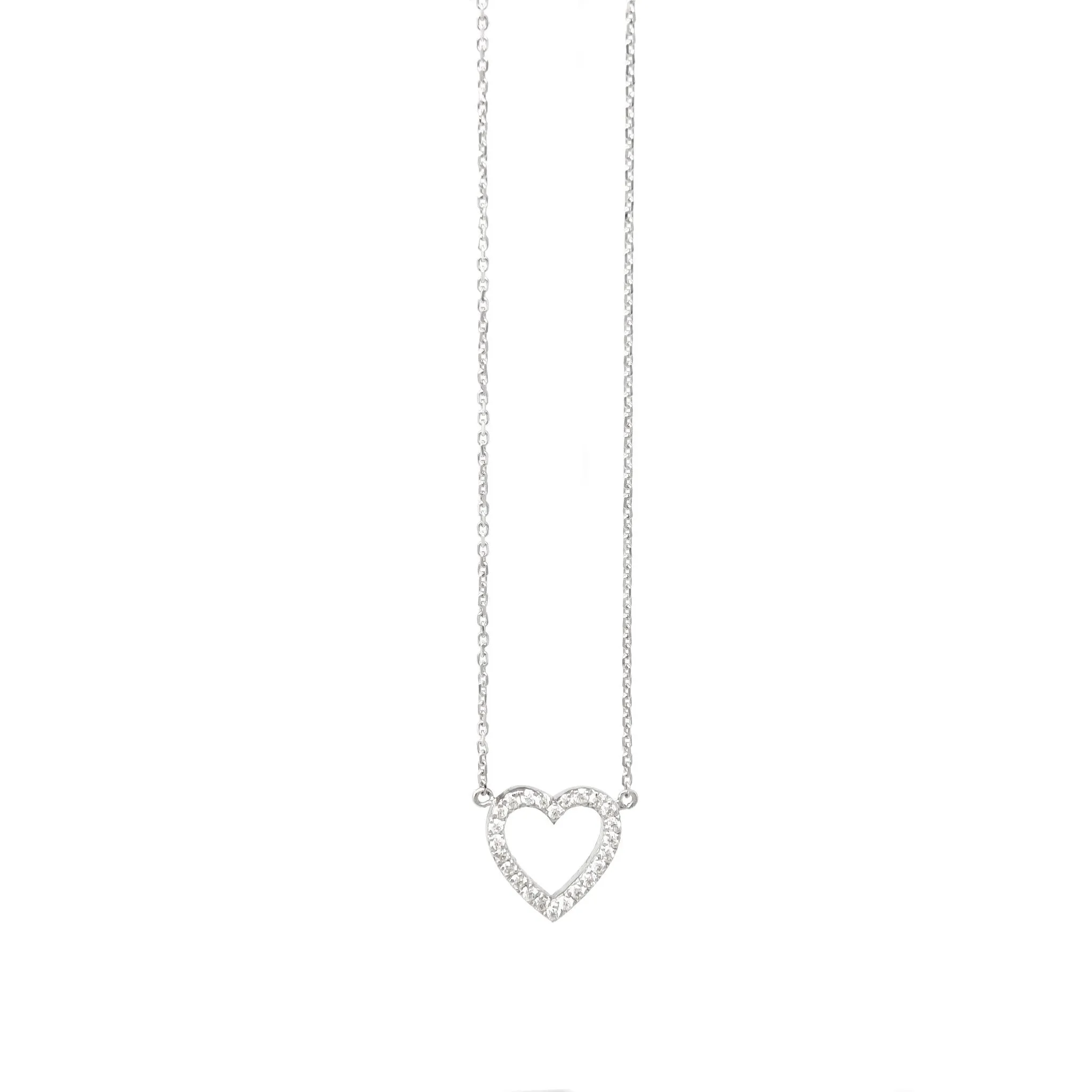 Dainty Diamond Heart Necklace - 9ct Gold