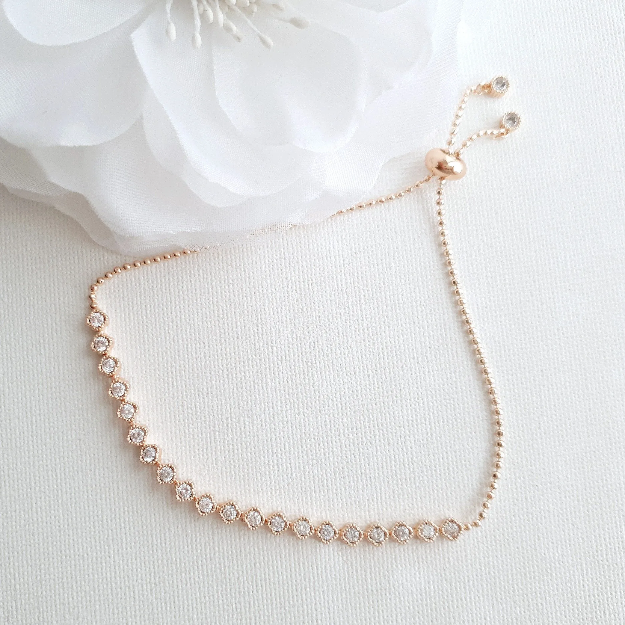 Delicate Gold Bracelet for Weddings-Celia