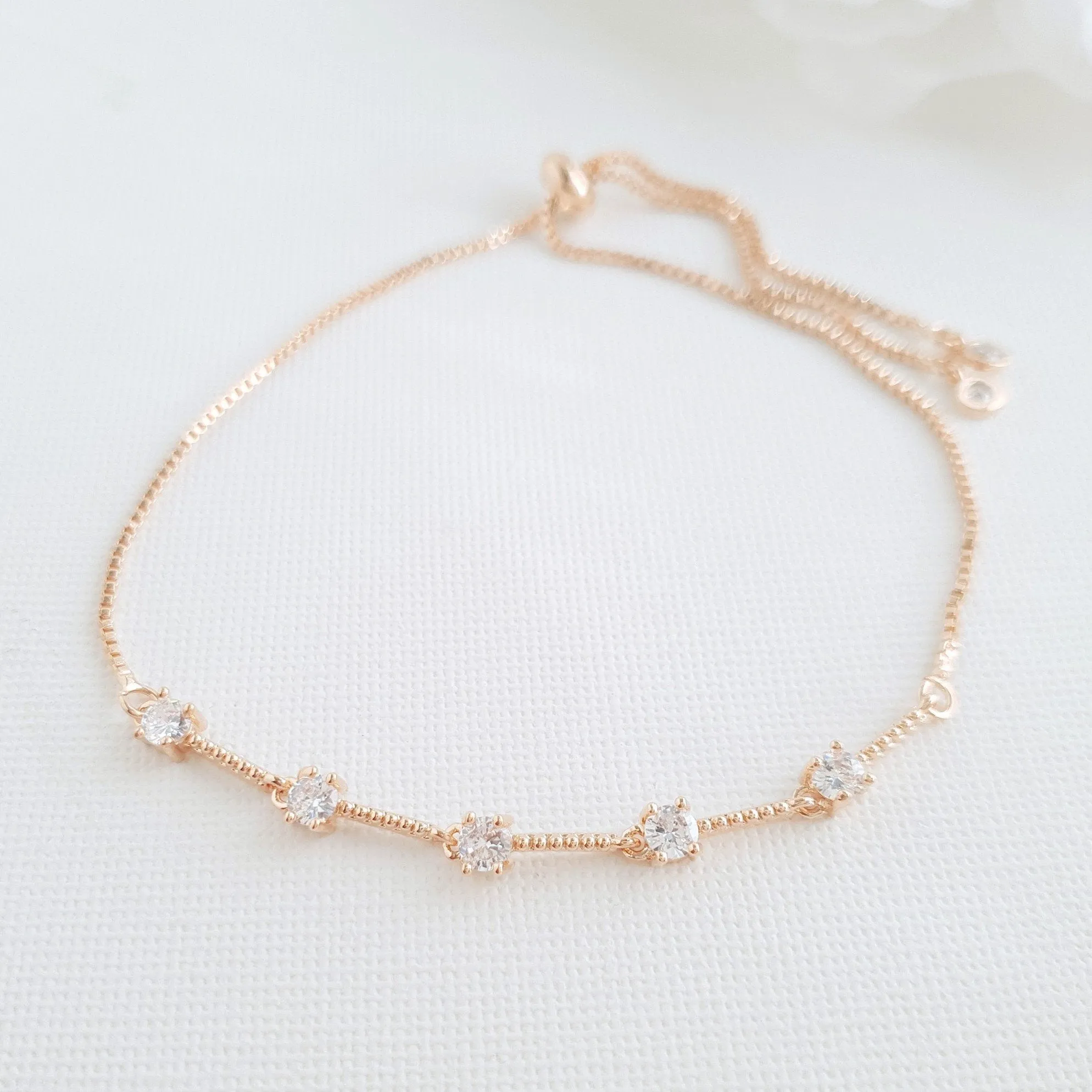 Delicate Wedding Bracelet in Rose Gold for Brides & Bridesmaids- Ginger