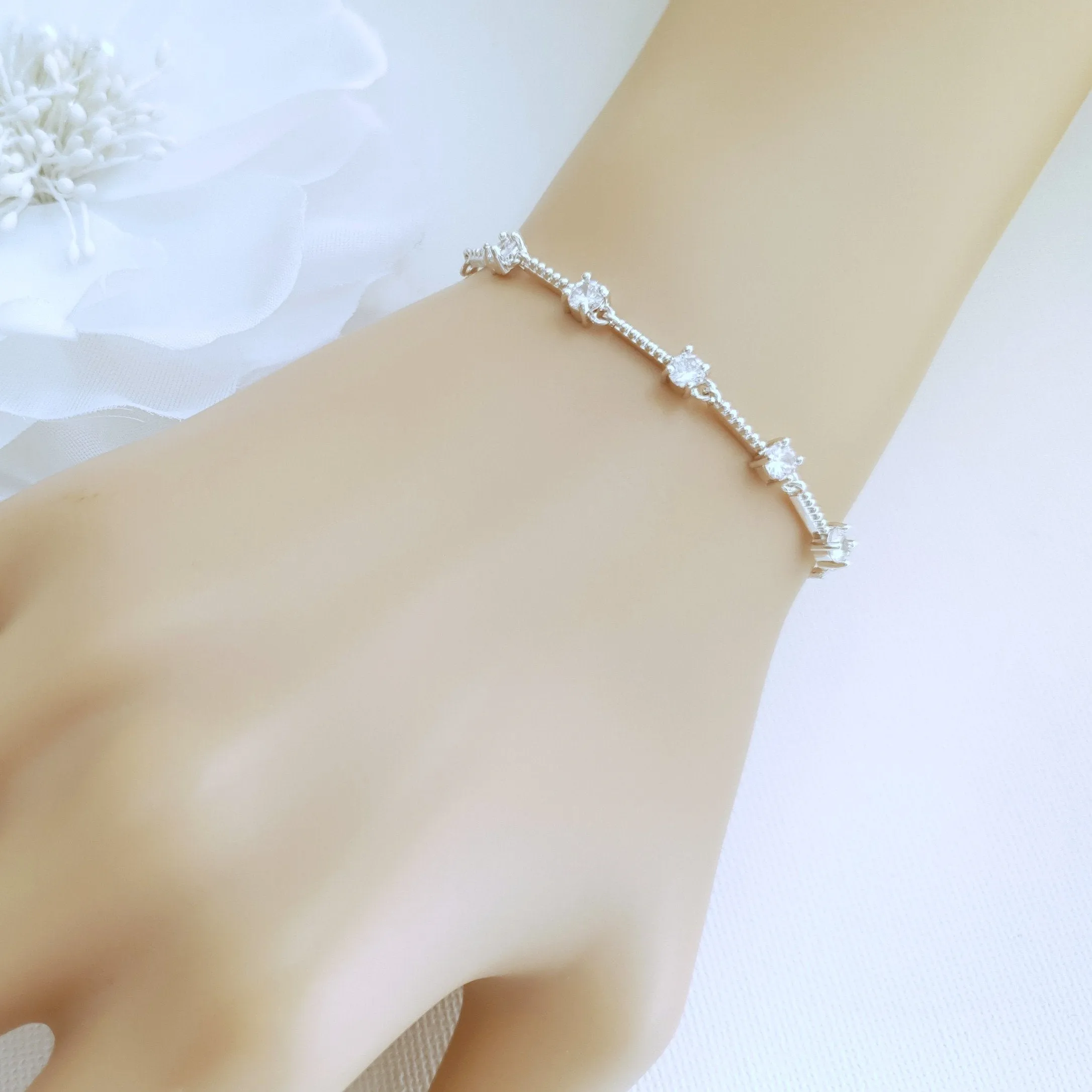 Delicate Wedding Bracelet in Rose Gold for Brides & Bridesmaids- Ginger