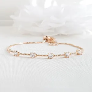 Delicate Wedding Bracelet in Rose Gold for Brides & Bridesmaids- Ginger