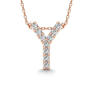 Diamond 1/10 Ct.Tw. Letter Y Pendant in 14K Rose Gold"