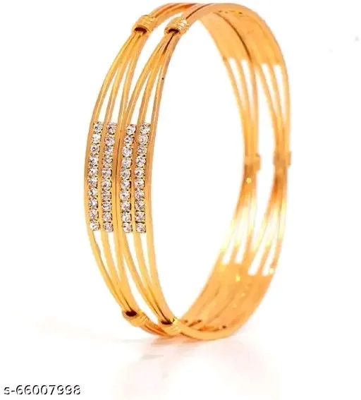 Diva Glittering Copper Bracelet &amp; Bangle Set with American Diamonds