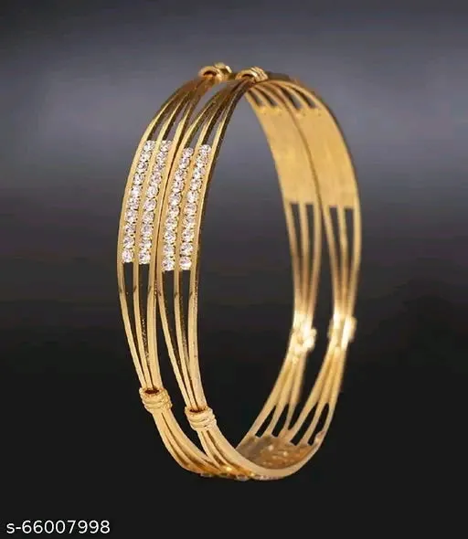 Diva Glittering Copper Bracelet &amp; Bangle Set with American Diamonds