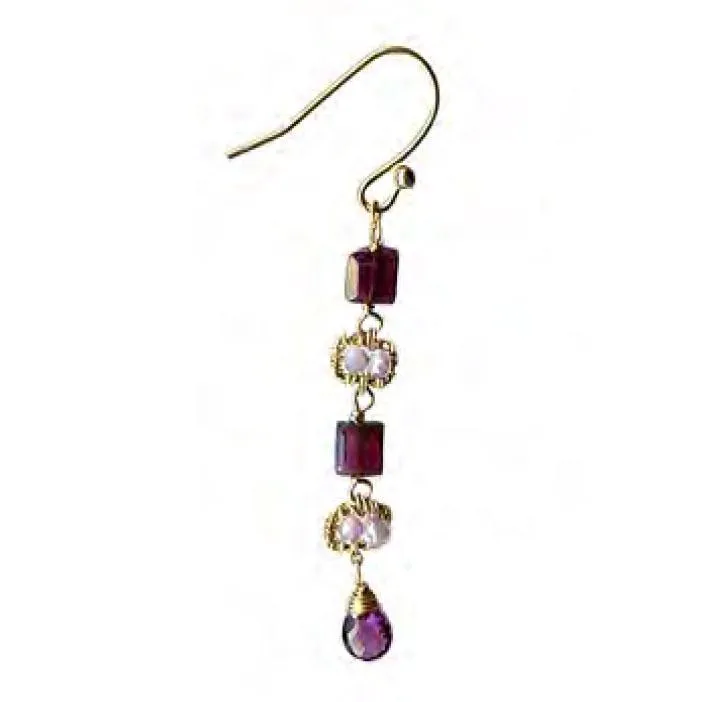 Earrings 4679A with Garnet Lavender and Moonstone by Michelle Pressler Jewelry