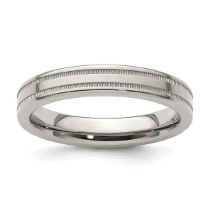 Edward Mirell Titanium Brushed/Polished Flat Milgrain 4mm Band Size 10