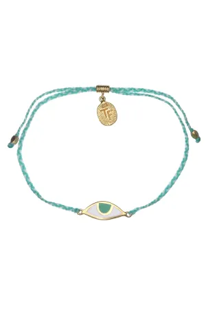 Eye Protection Bracelet | Aqua & Cream - Gold