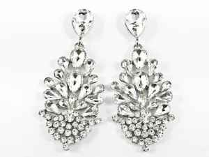 Fancy Unique Floral Dangle Crystal Design Dangle Fashion Earrings