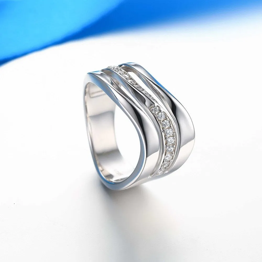 Fashion Jewelry Contracted Office Lady Puzzle Ring for Women  in Silver Color