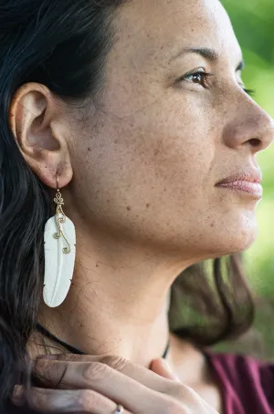 Feather Swirl Earrings-Bone