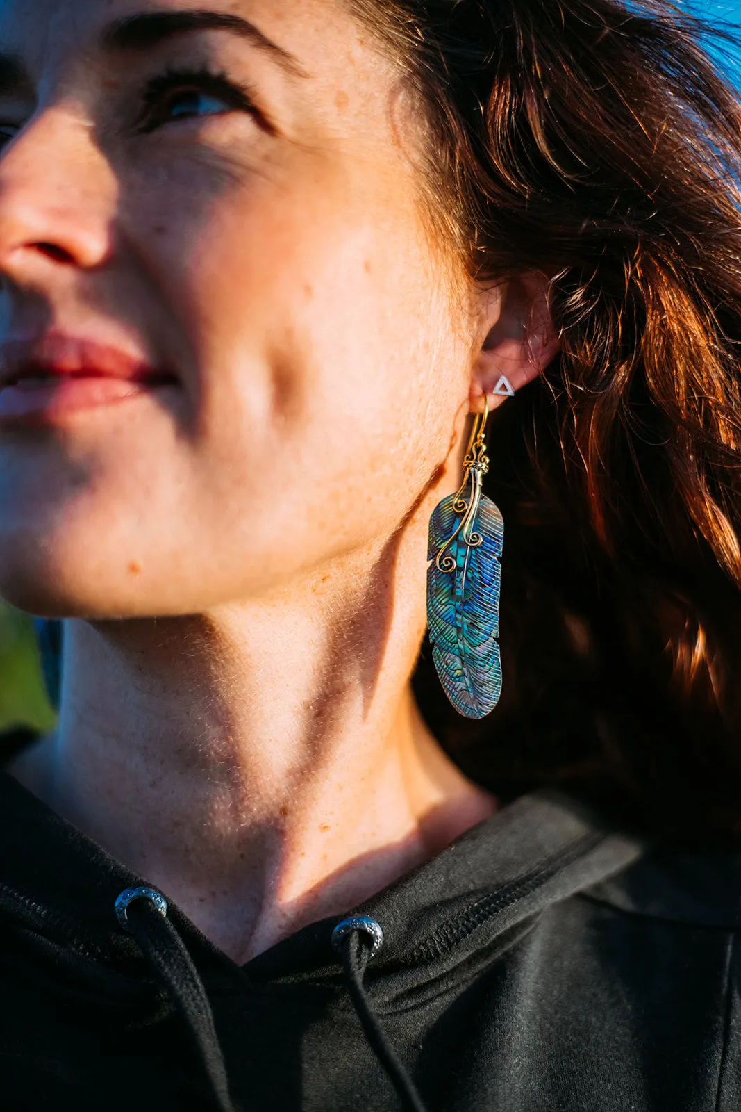 Feather Swirl Earrings - Paua shell