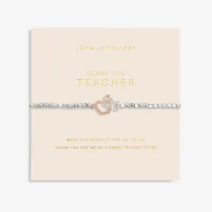 Forever Yours thank You Teacher Silver Rose Gold Plated 17.5cm Bracelet 6881