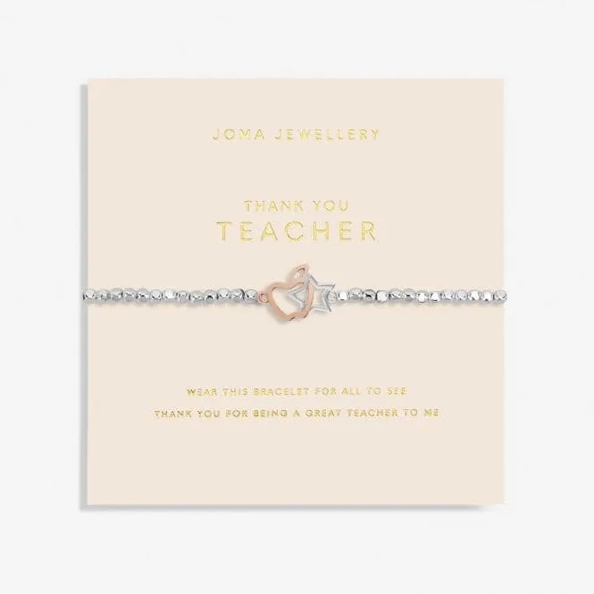 Forever Yours thank You Teacher Silver Rose Gold Plated 17.5cm Bracelet 6881