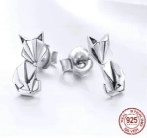 Fox Stud Sterling Silver Earrings