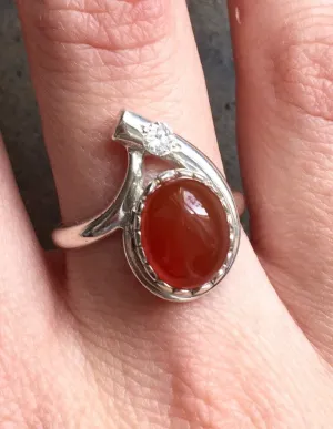 Genuine Carnelian Ring - Unique Red Ring - Vintage Red Agate Ring