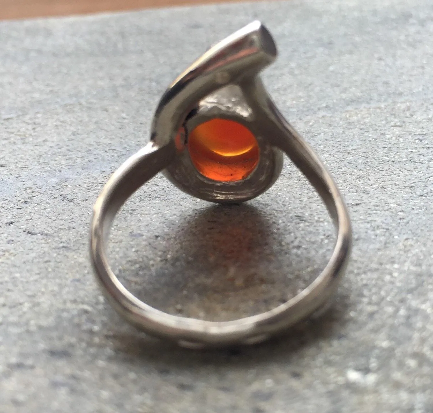 Genuine Carnelian Ring - Unique Red Ring - Vintage Red Agate Ring