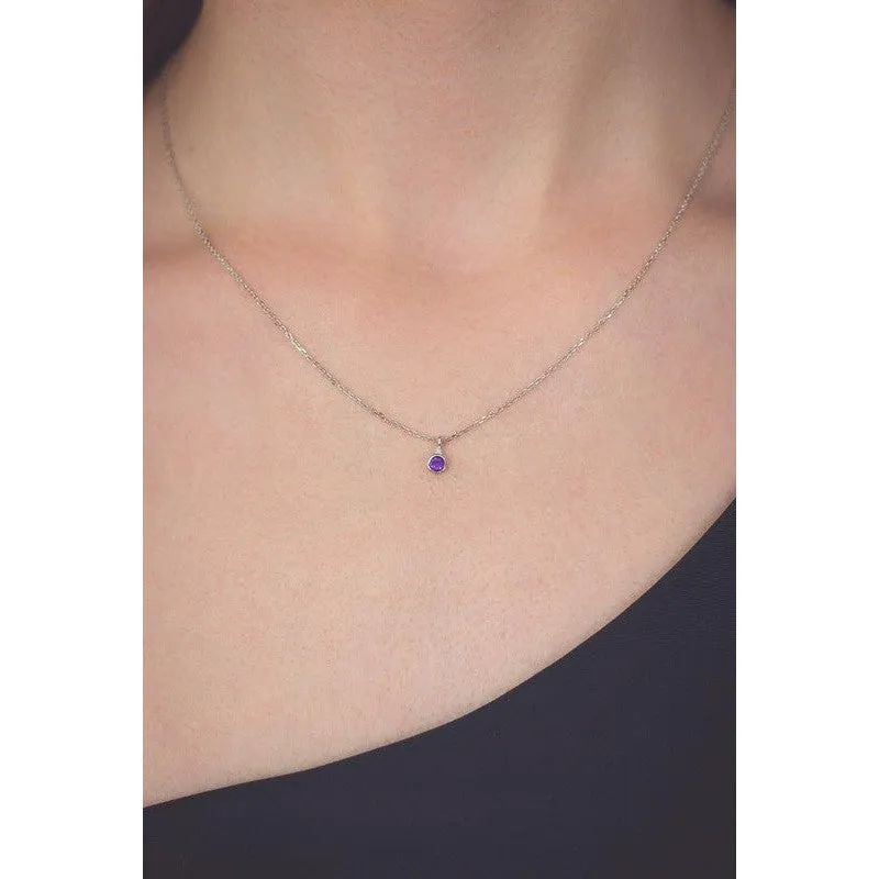 Georgini Natural Amethyst and Diamond February Pendant - Silver