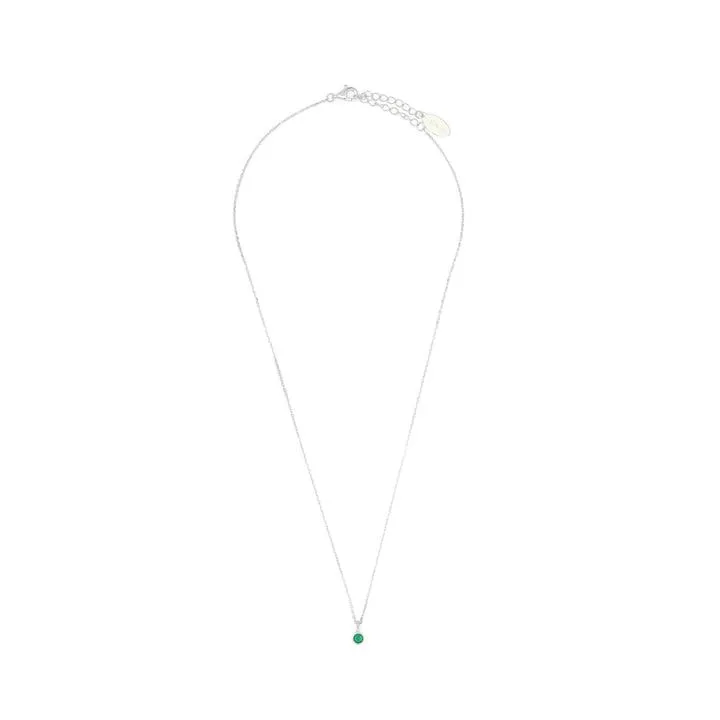 Georgini Natural Green Agate and Diamond May Pendant - Silver