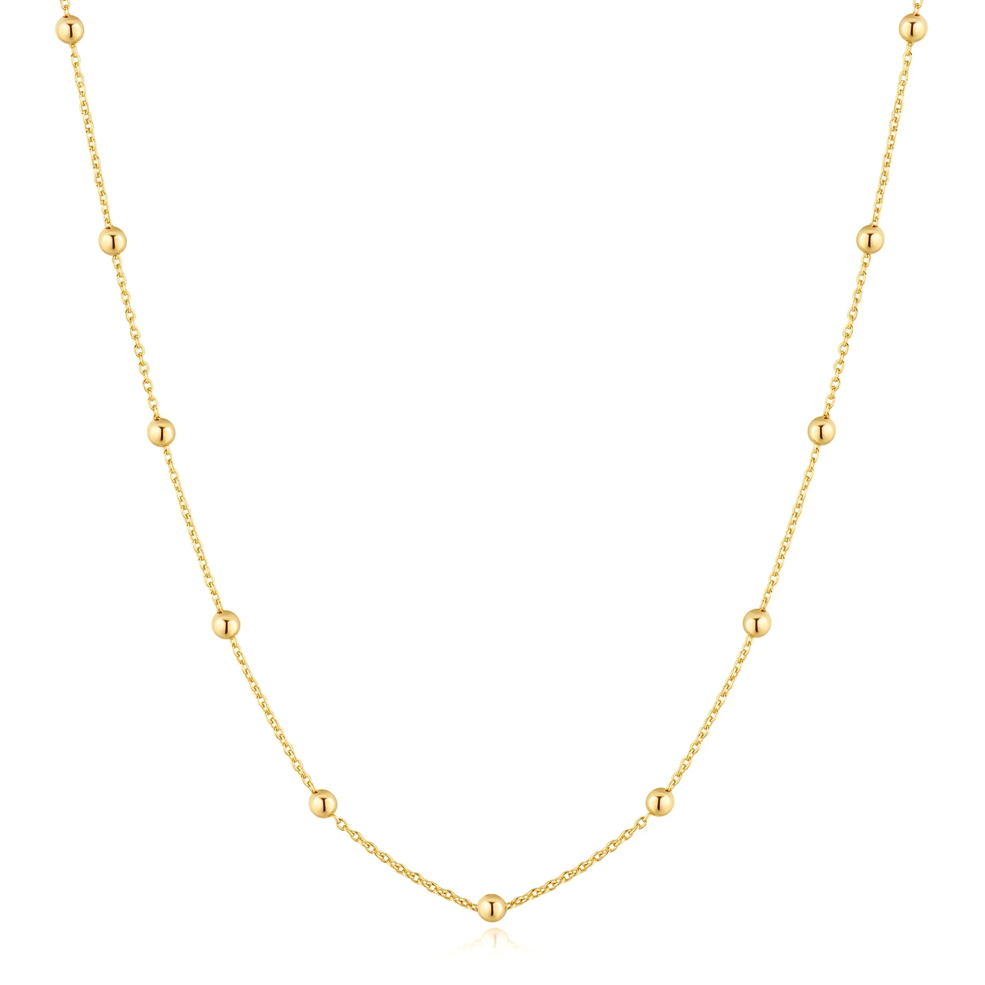 Gold Bobble Long Chain Necklace