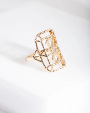 Gold Dotted Shield Ring