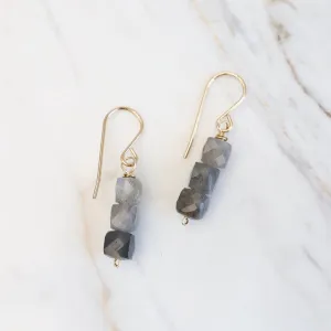 Gold Filled 3 Labradorite Cube Stack Drop Earring