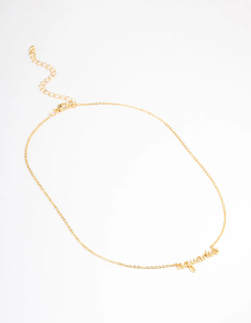 Gold Plated Aquarius Script Pendant Necklace