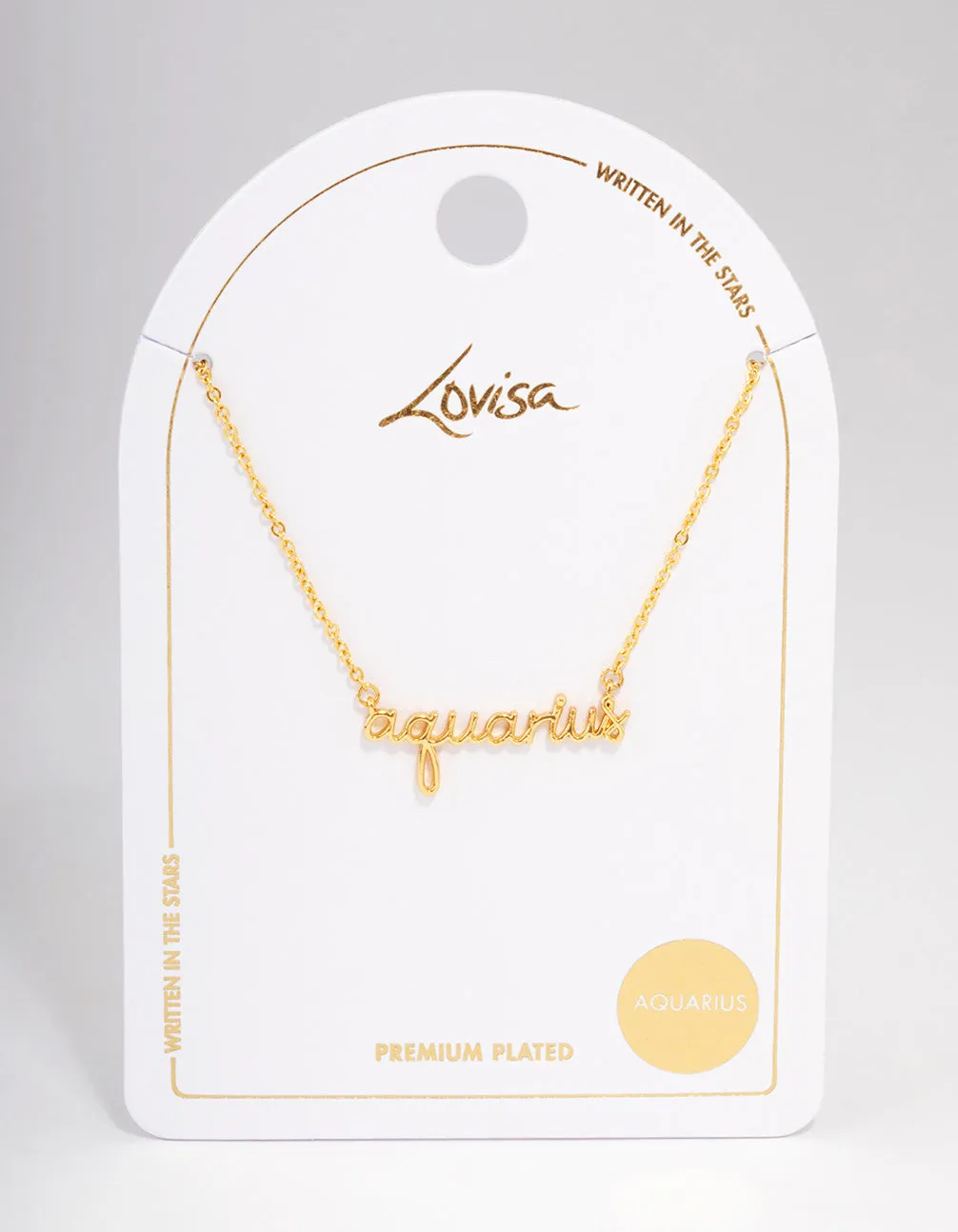 Gold Plated Aquarius Script Pendant Necklace