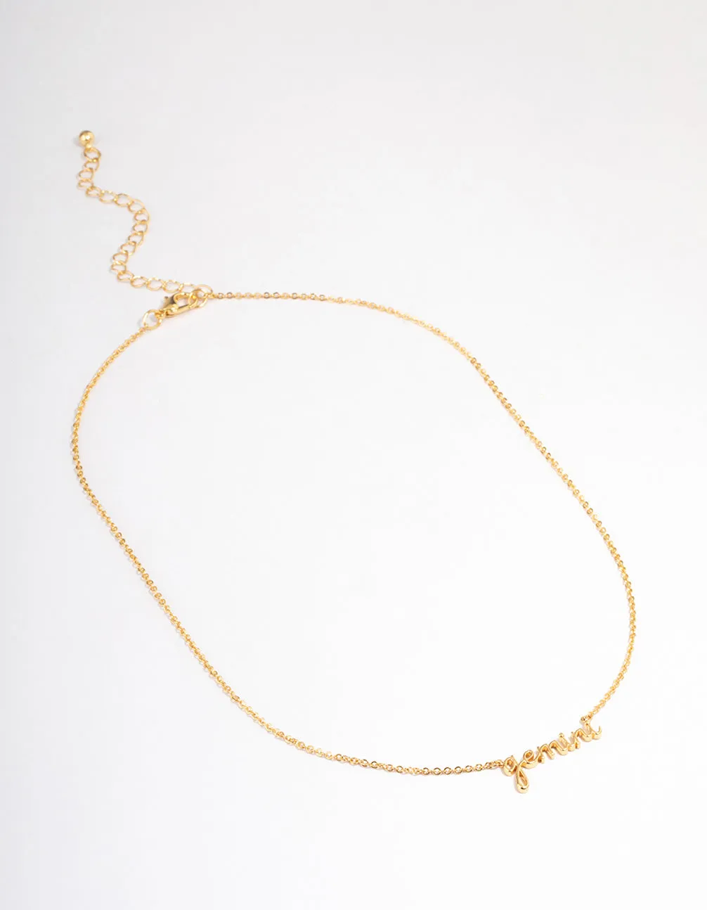 Gold Plated Gemini Script Pendant Necklace