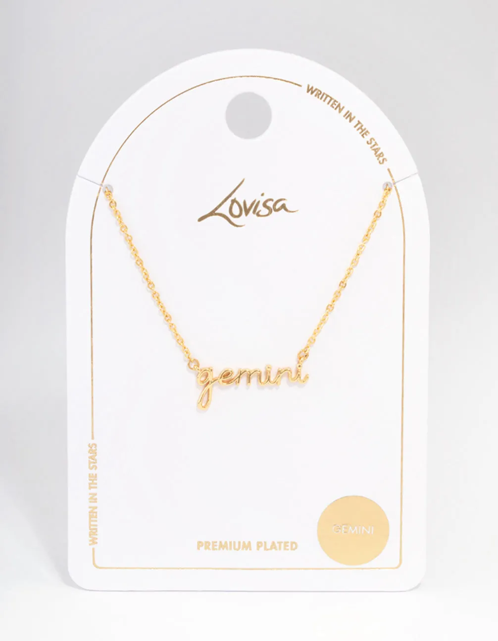 Gold Plated Gemini Script Pendant Necklace