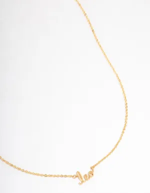 Gold Plated Leo Script Pendant Necklace