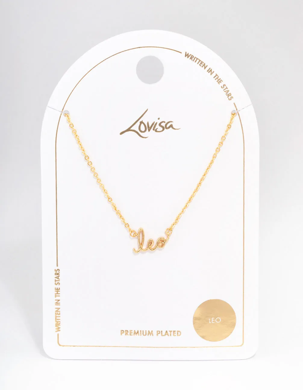 Gold Plated Leo Script Pendant Necklace