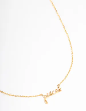 Gold Plated Pisces Script Pendant Necklace