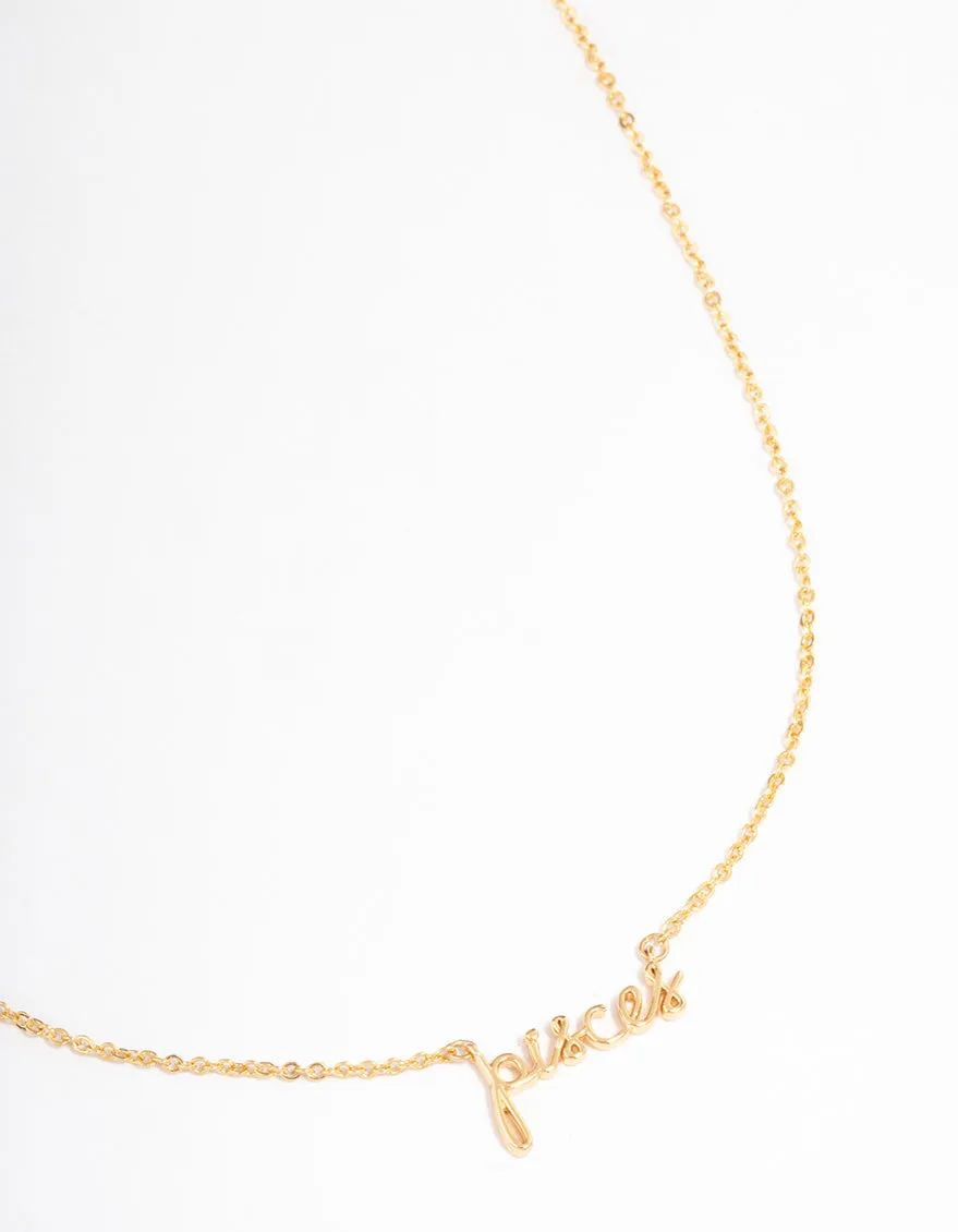 Gold Plated Pisces Script Pendant Necklace