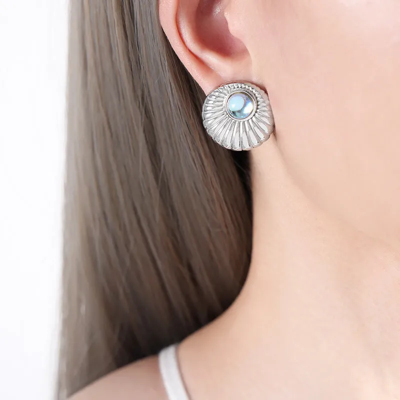 Golden Fan Threaded Line Earrings - Unique Creative Titanium Steel Jewelry