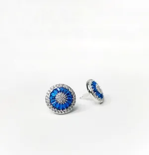 Graces Rhinestone Earrings - Emerald Blue