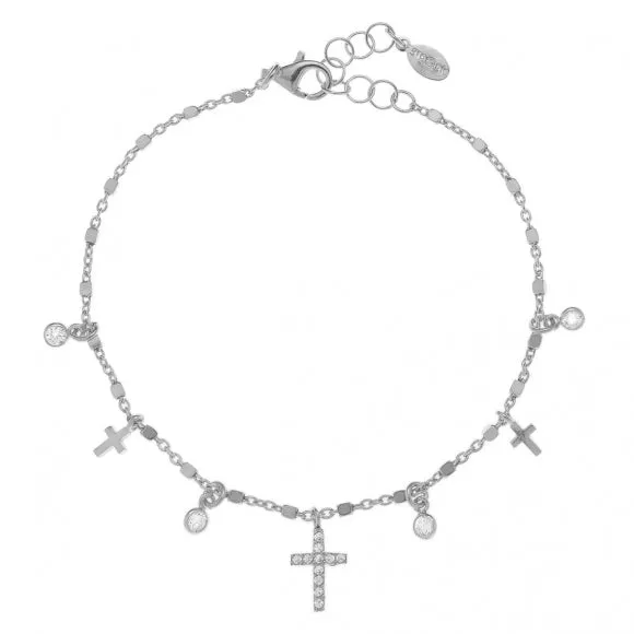 Gregio Simply Me/ Tiny Shiny Bracelet w/ CZ Cross & CZ - Silver