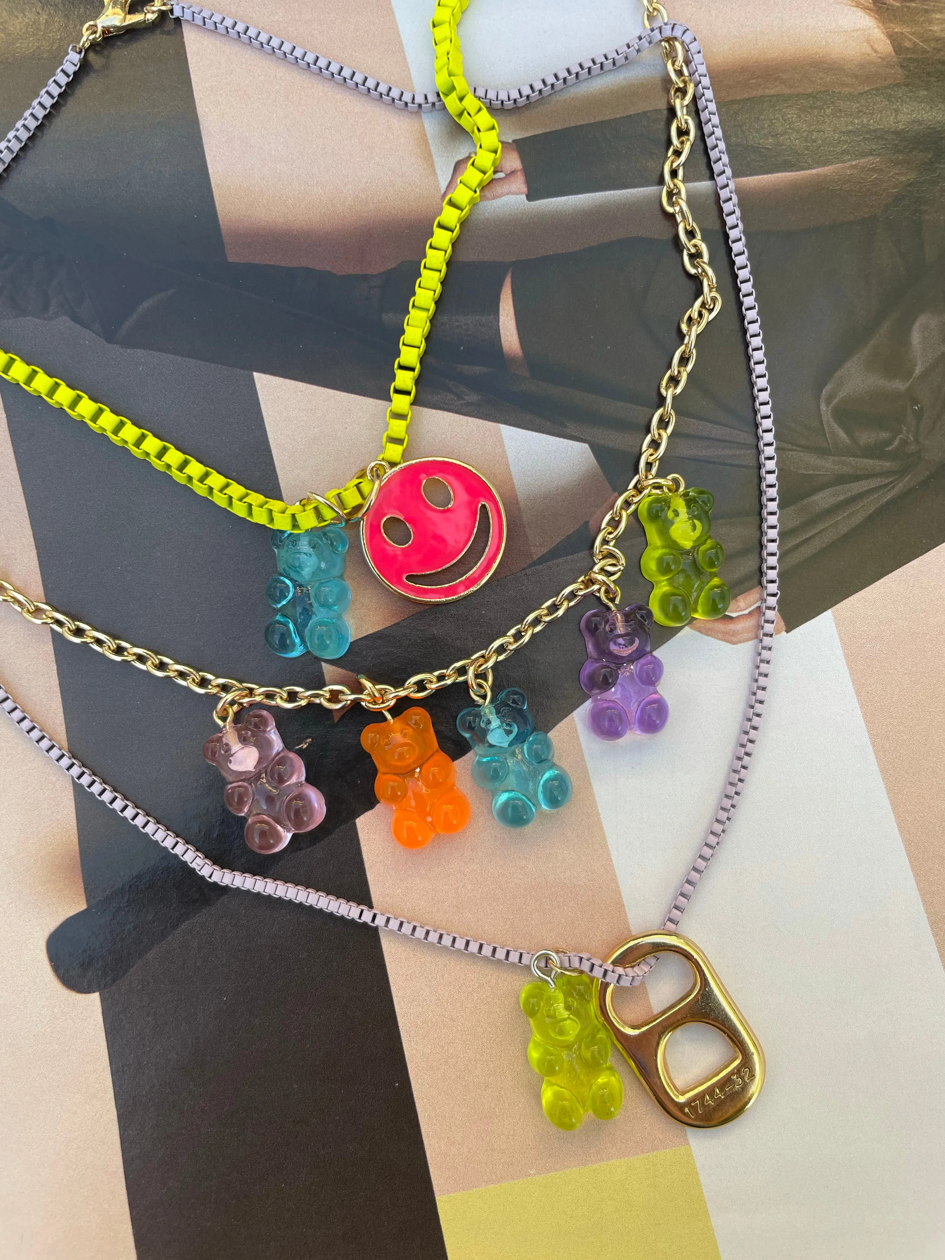 Gummy Bears multi charms necklaces